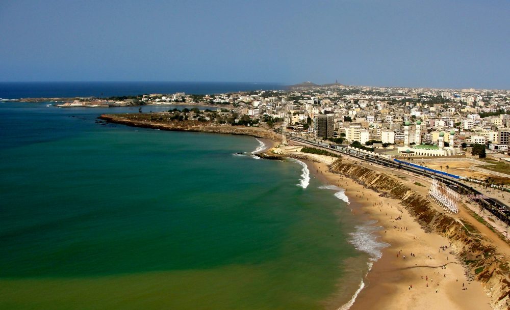 Looking towards Medina and Point E areas of Dakar.

Image was captured by a camera suspended by a kite line. Kite Aerial Photography (KAP)